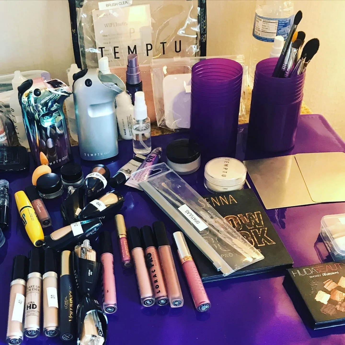My makeup brushes, airbrush equipment and products ready for Gabrielle’s wedding.