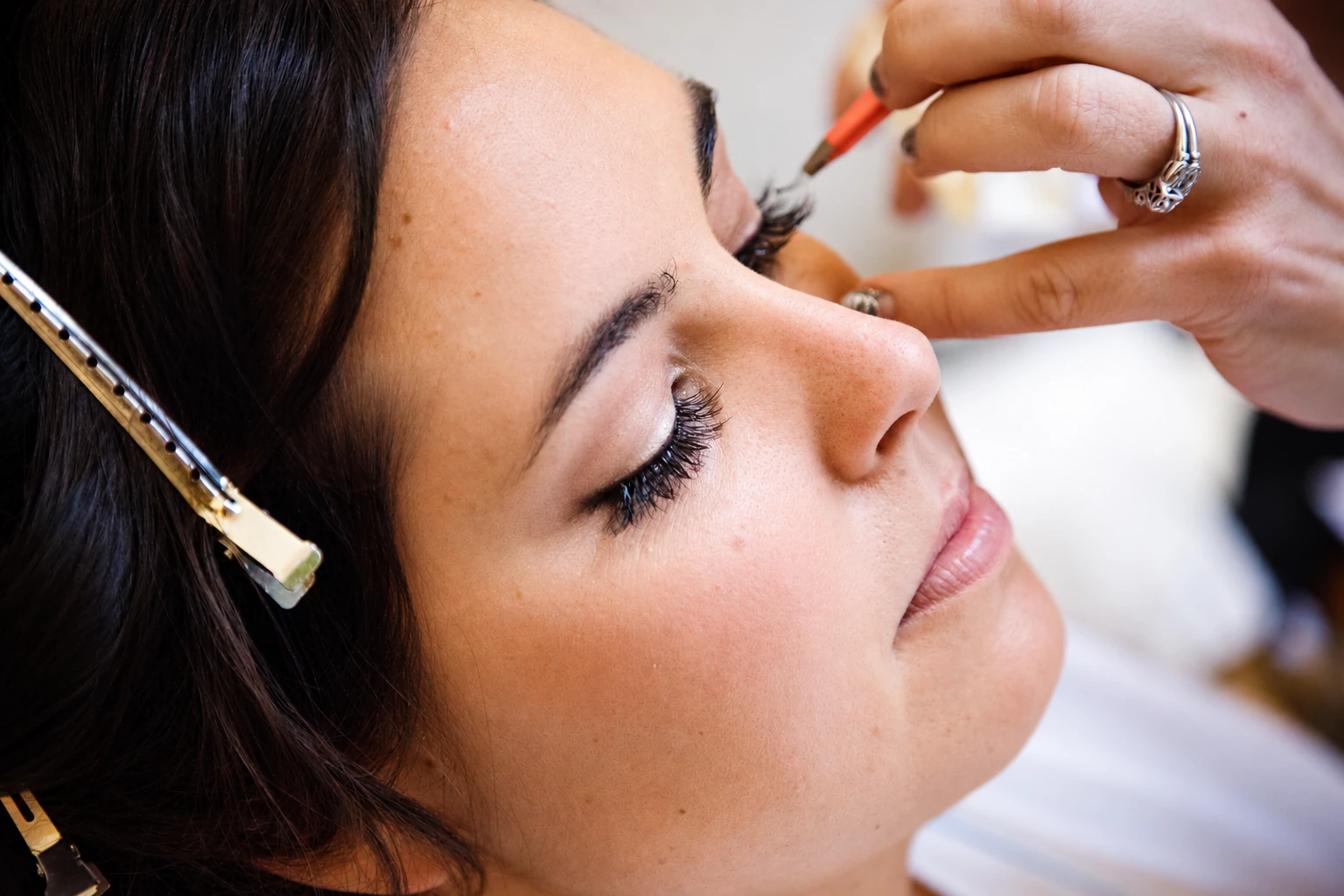 My eye makeup application, shown close up as I finish a client’s look.